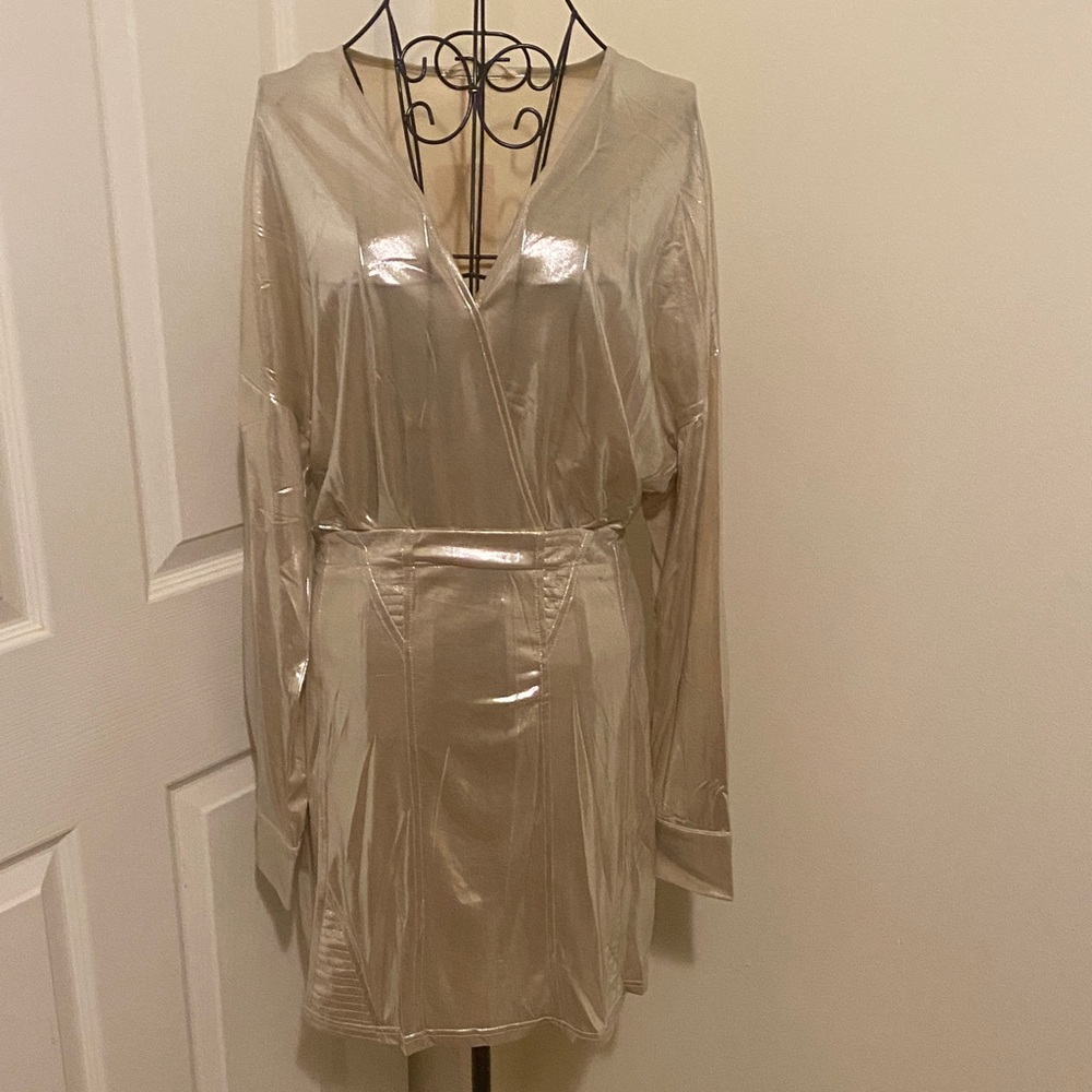 Entro metallic Cream Dress